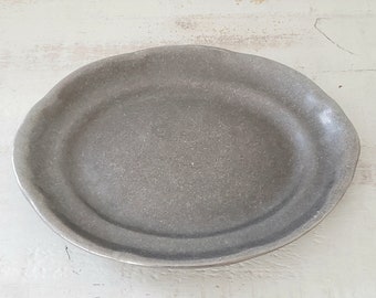 Dollhouse Miniature Round Metal Tray or Large Plate with Pewter Finish