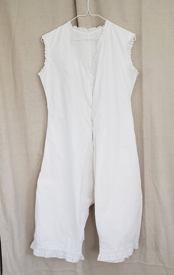 Antique French White Cotton Combination Bloomers