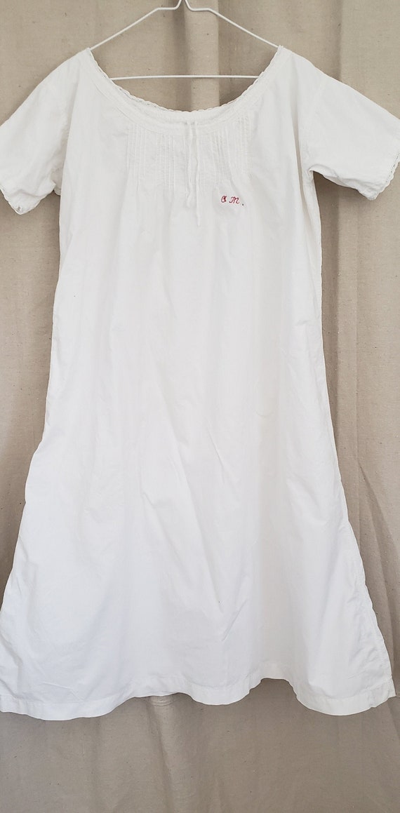 Antique French White Cotton Nightdress