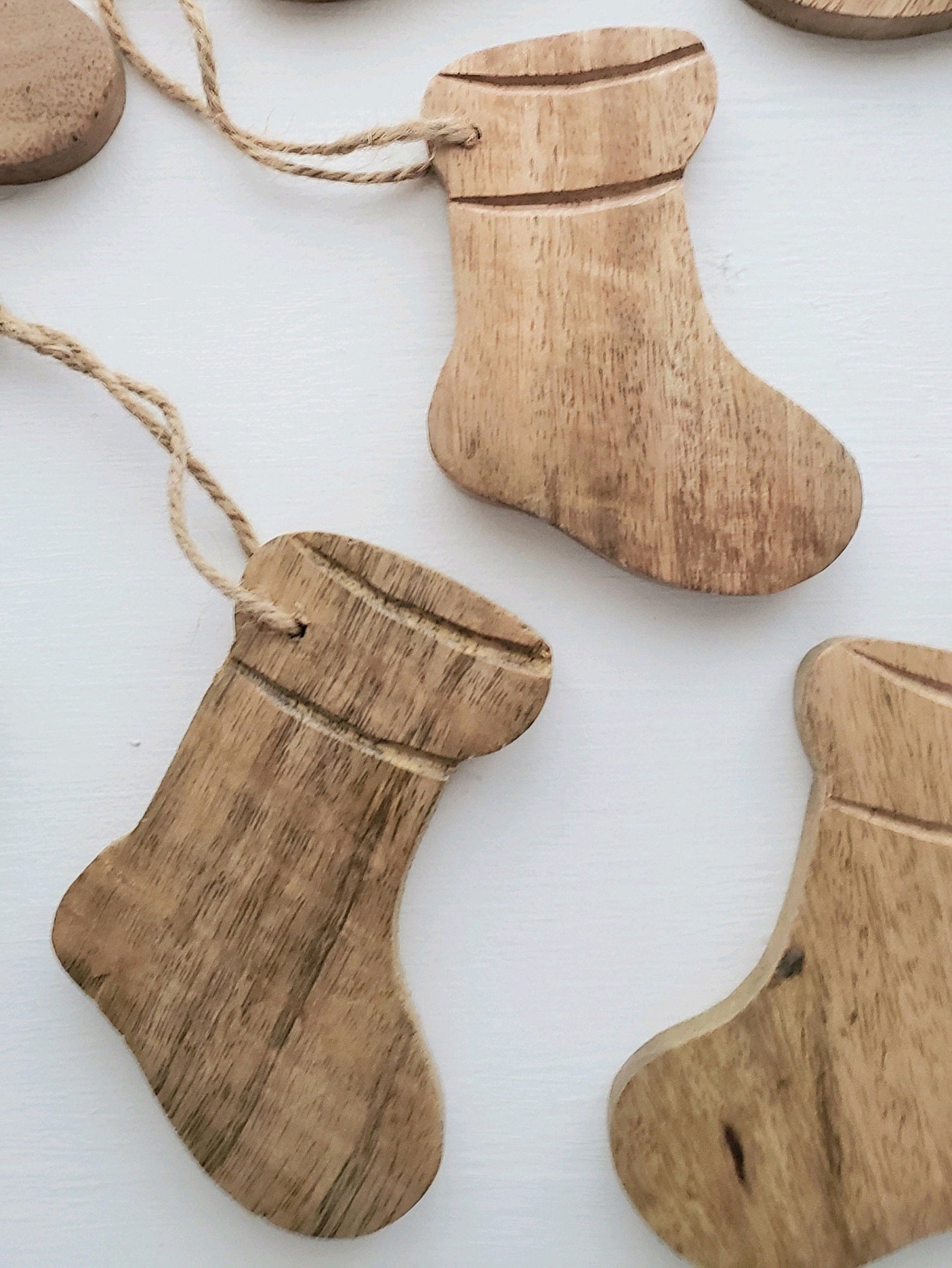 Vintage Wood Christmas Stocking Ornaments Etsy