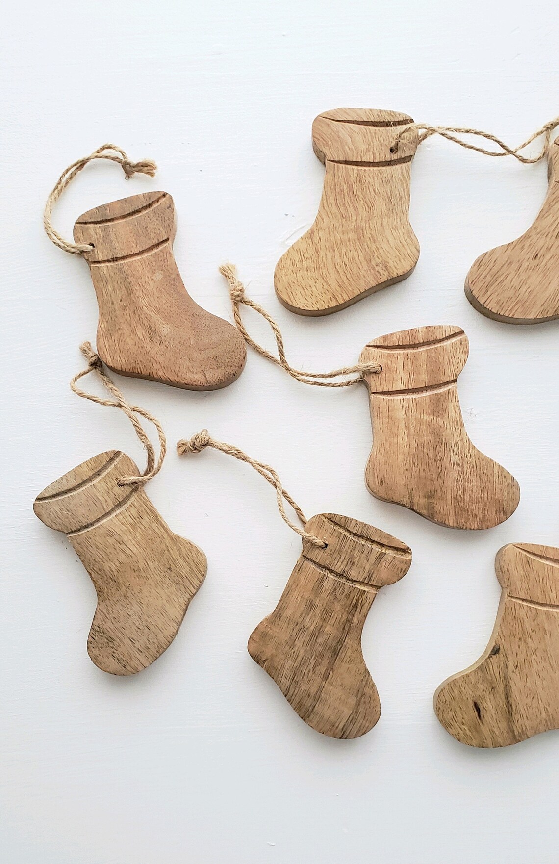 Vintage Wood Christmas Stocking Ornaments Etsy