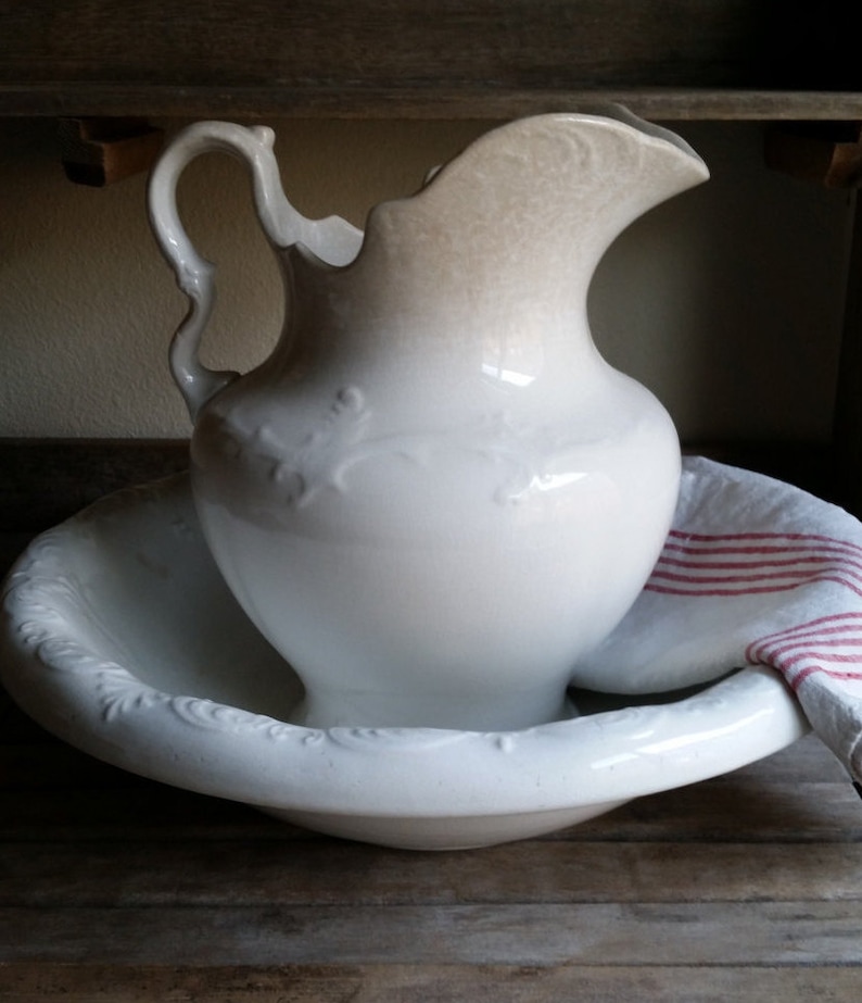 Antique Ironstone Wash Bowl & Pitcher Etsy