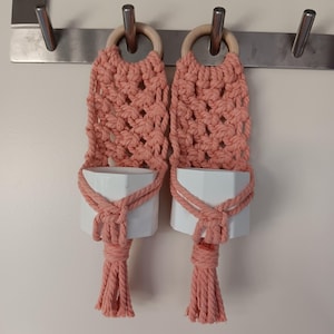 Mini Peach Macrame pot plant hanger