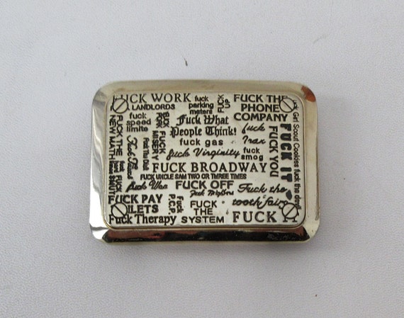 Vintage Punk Silvery Inscript Buckle FUCK Fun Joy… - image 1