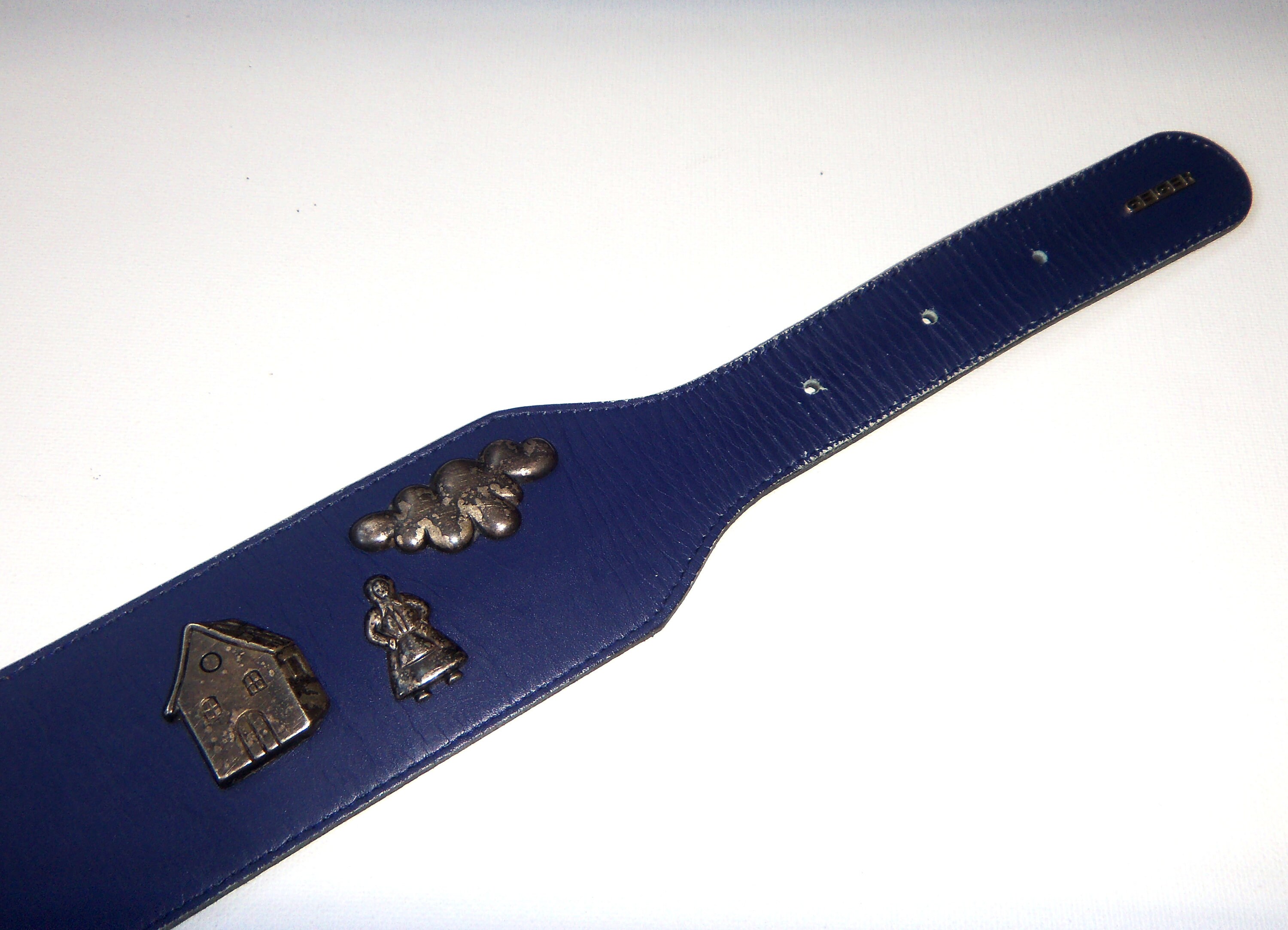 Vintage Geiger Austria Waist Belt Vintage GEIGER Dirndl Belt, Blue Leather Alpine Accessory  main image 3
