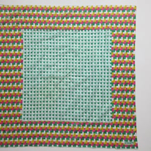 Schweizer KREIER Halstuch aus Baumwolle, Geometrisches Muster, Op Art Vision Modernist Design, 80er Jahre