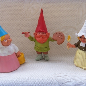 80s BRB Figures Dwarf Fairy Sorceress Collectible Set of 3 PVC & Rubber Gnome Figure