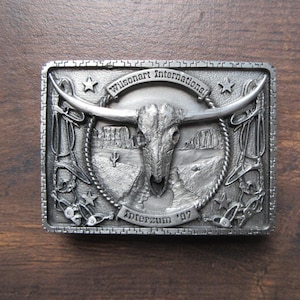 1997s.Vintage Western Longhorn Buckle Cattle Massive Pewter 3D Belt Buckle Bull Skull Relief.