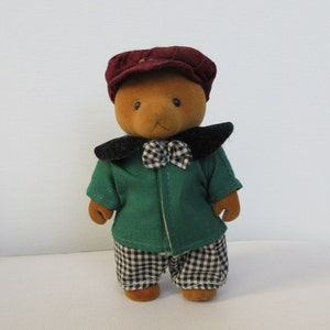Vintage Flocked Bear Dad: Barenwald Forest Critters Toy (1980s)