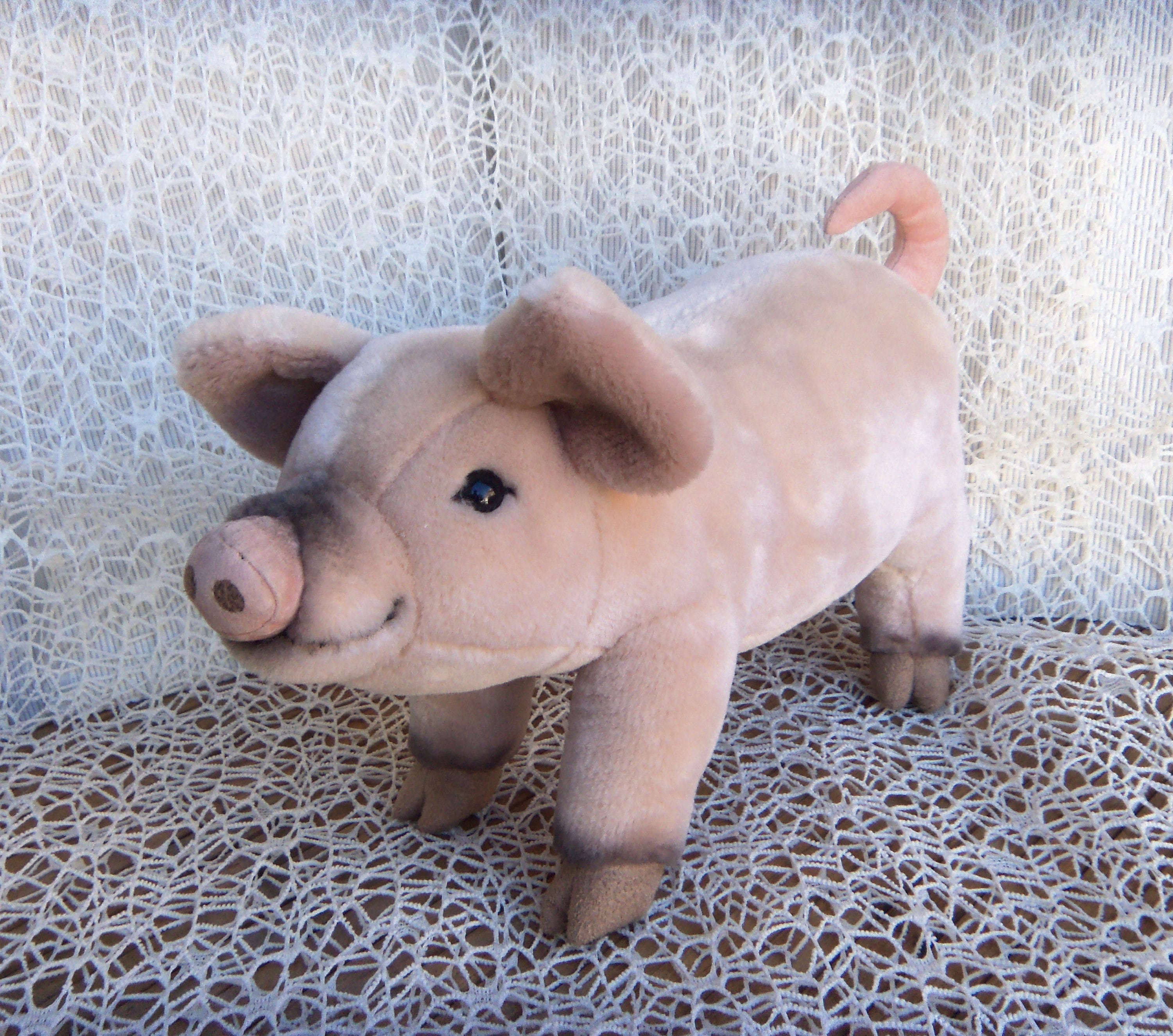 collectible pig pig doll plush artist piglet Ooak pig toy interior
