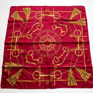 Vintage Codello Silk Neck Scarf, Chain & Tassel Pattern Gavroche