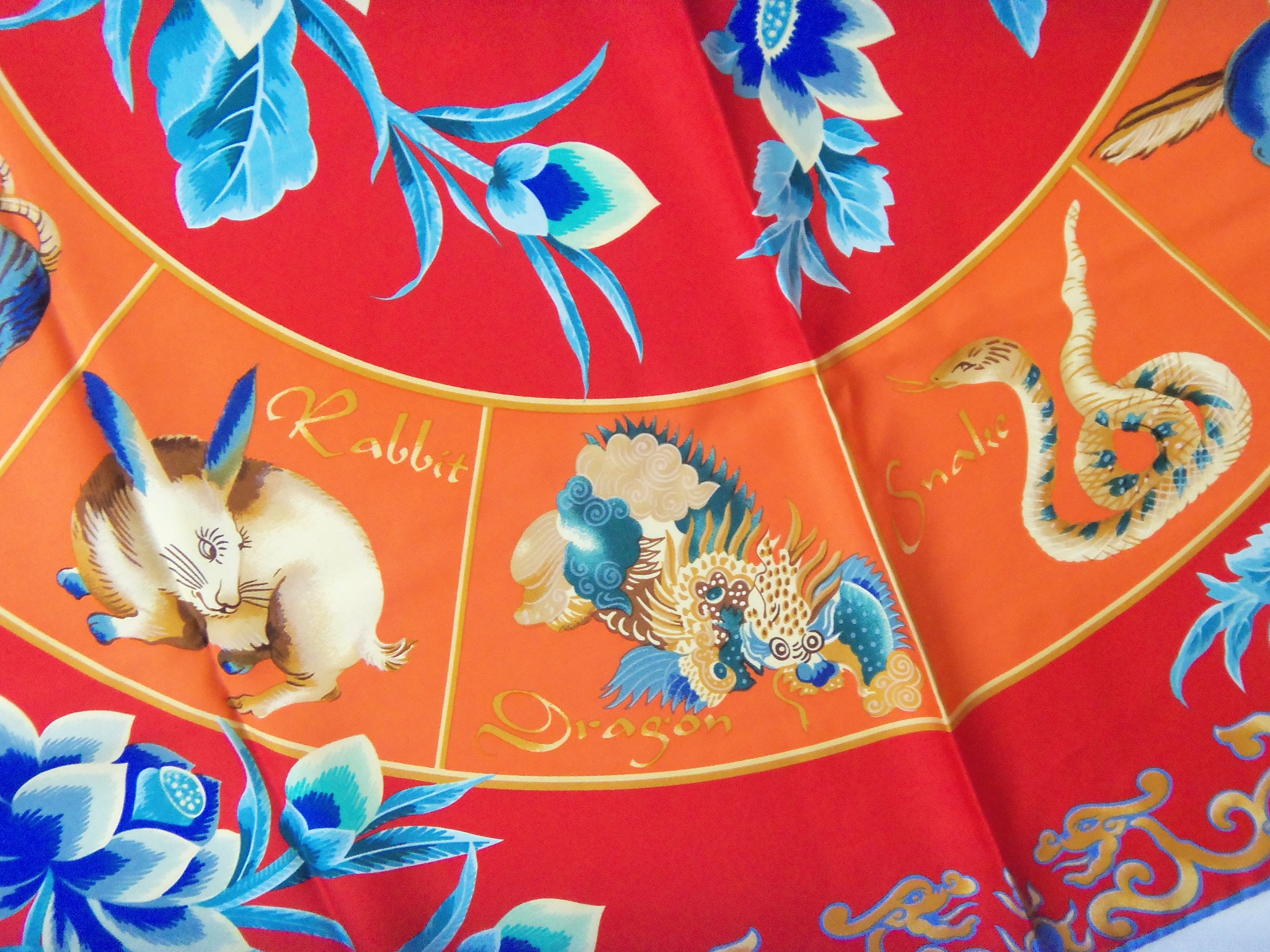 Vintage JOOP Silk Scarf Astrological Chinese Zodiac Design 