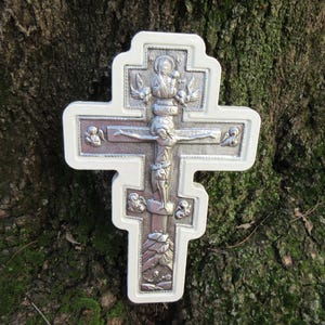 Vintage Wall Hanging Orthodox Wooden Cross Byzantine , Christian Religious Decor, 33 cm.