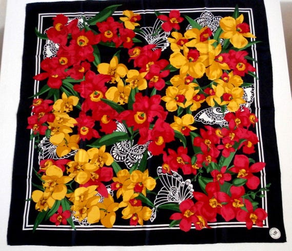 MANTERO VIII COLLECTION Silk Scarf, Floral Pattern, Made in Italy