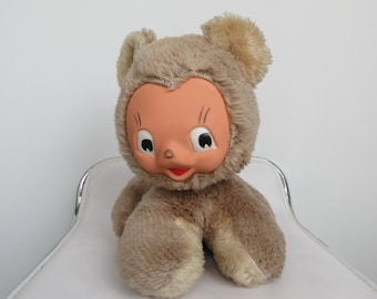 Vintage 70s Rubber Face Kitten Plush Toy: East German Collectible