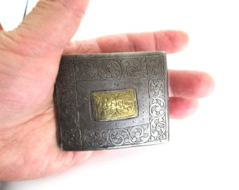 1950s. Vintage Cast Brass Belt Buckle Hand Made American Native Art