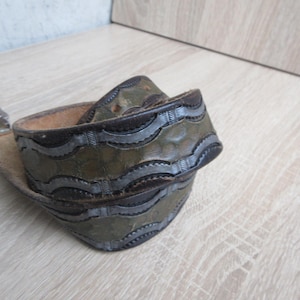 1950s. TEXAS Ranger Belt  Bicolor Leather and  Sil very  Buckle, Keeper,80 cm.
