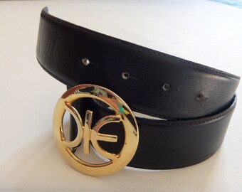 Iceberg Ice Black Leather Gold Tone Round Buckle Chains  display picture 3