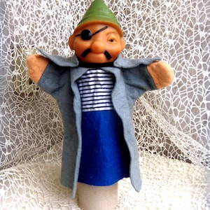 70s Gummi Pirat Handpuppe Corsair Glove Vintage Sea Wolf Figur Theaterpuppe