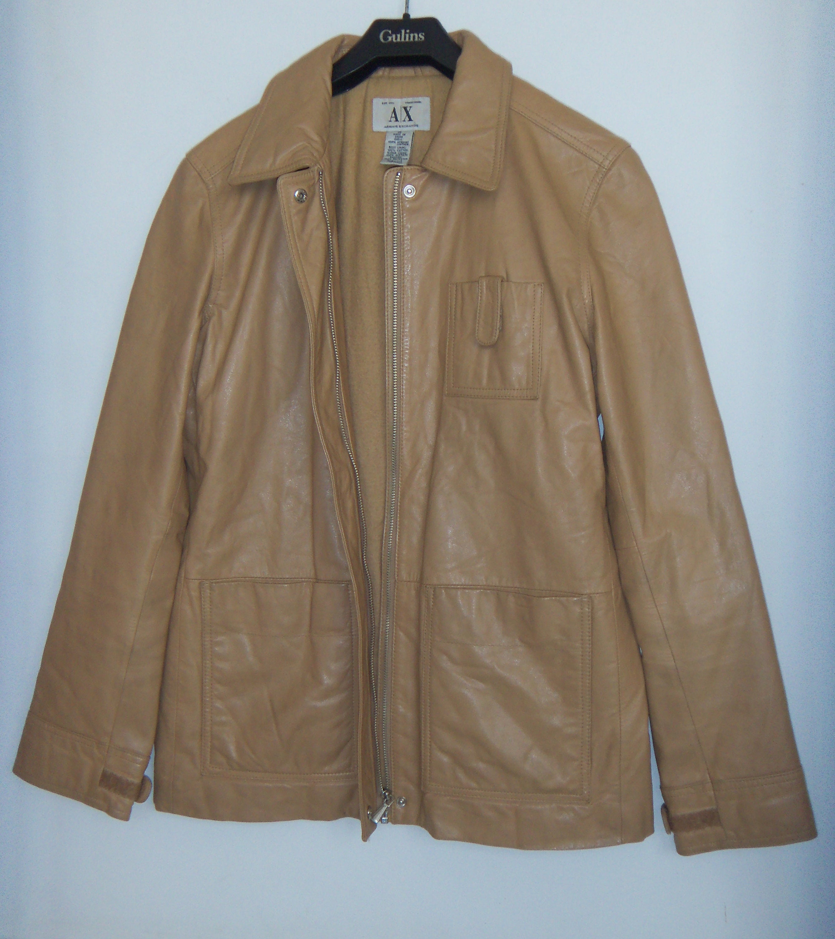 90's Armani Exchange Women Fine Leather Beige Jacket, A|X 90's Armani Exchange Women Fine Leather Beige Jacket, A|X