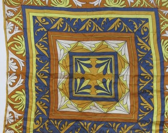 Vintage  Jean Patou Paris Silk Scarf Abstract Floral Patrttern Rolled Edges, Foulard with Damage