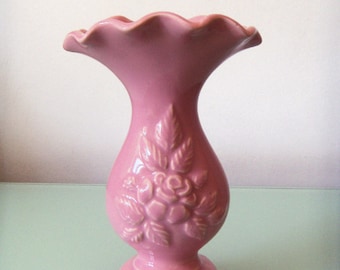 GULDKROKEN HJO SWEDEN Pink Ceramic Vase, Shaped Rose, Nice Swedish Decor