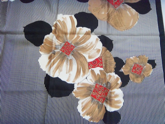 Vintage Guy St Honore Scarf Geometric & Flowers Pattern