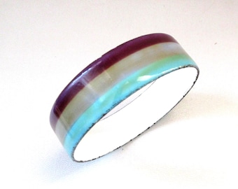 Vintage Michaela Frey Emaille Armreif: Dreifarbiges, österreichisches Armband