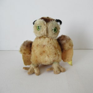 Búho de mohair vintage STEIFF WITTIE: coleccionable de Alemania Occidental de los años 60