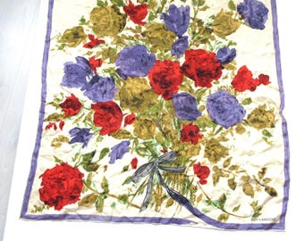 1980s Guy Laroche Silk Scarf, French Floral Couture (Repair/Damage)