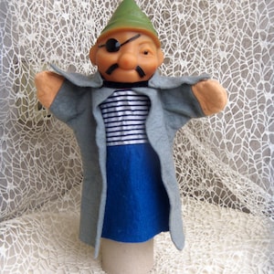 70s Rubber Pirate Hand Puppet Corsair Glove Vintage Sea Wolf Character Theater Puppet