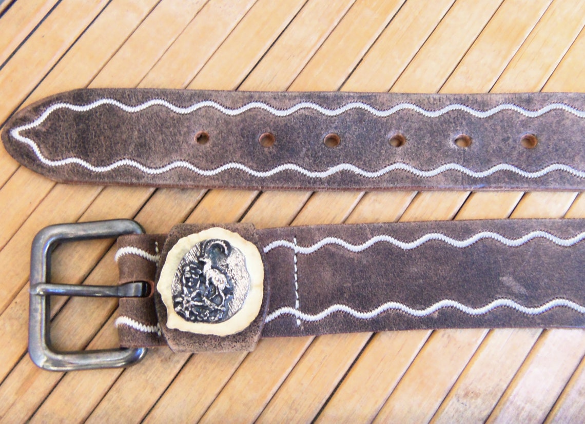 Vintage Lumberjack Belt Leather Logger & Elk Antler Burr - Etsy