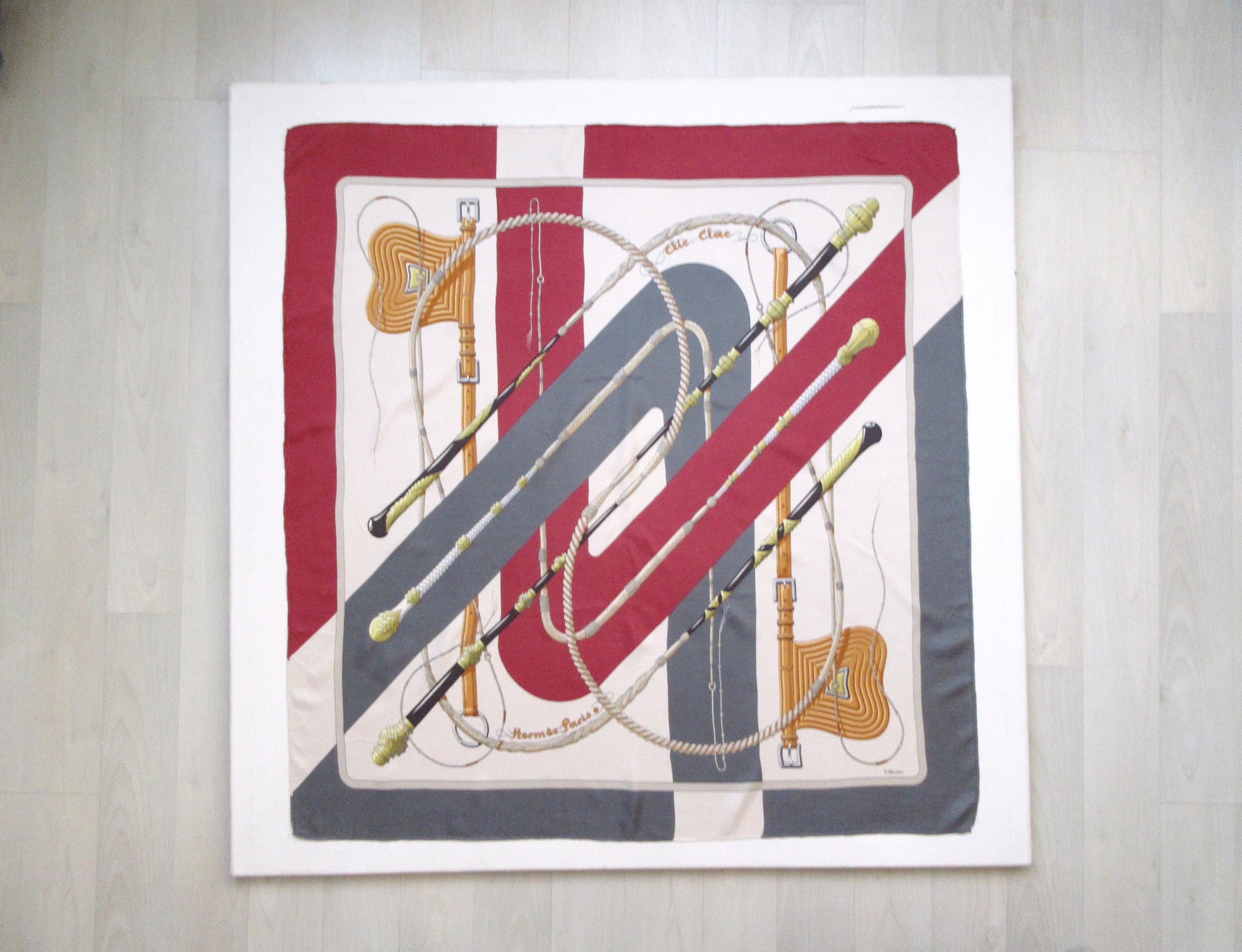 【 VINTAGE 】 Lavaliere Scarf Vintage JEAN DE BAHREIN Equestrian Scarf Trevira Texture