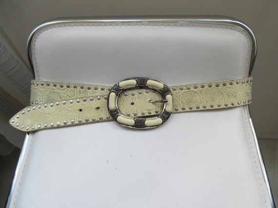 WOW! NANNI MILANO Belt, Stamped & Studded Leather Bel… - Gem