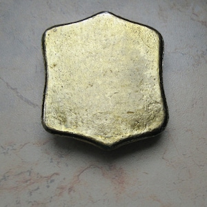 Vintage Cast Brass Buckle, Shield Shape Military Belt Buckle, Varnished Protection Finish Front Side, Massive Vision and Light Weight