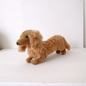 Antiker US Zone Waldi Dackel, deutsches Mohair-Hundespielzeug, Tush Tag, um 1945-1949, Steiff?