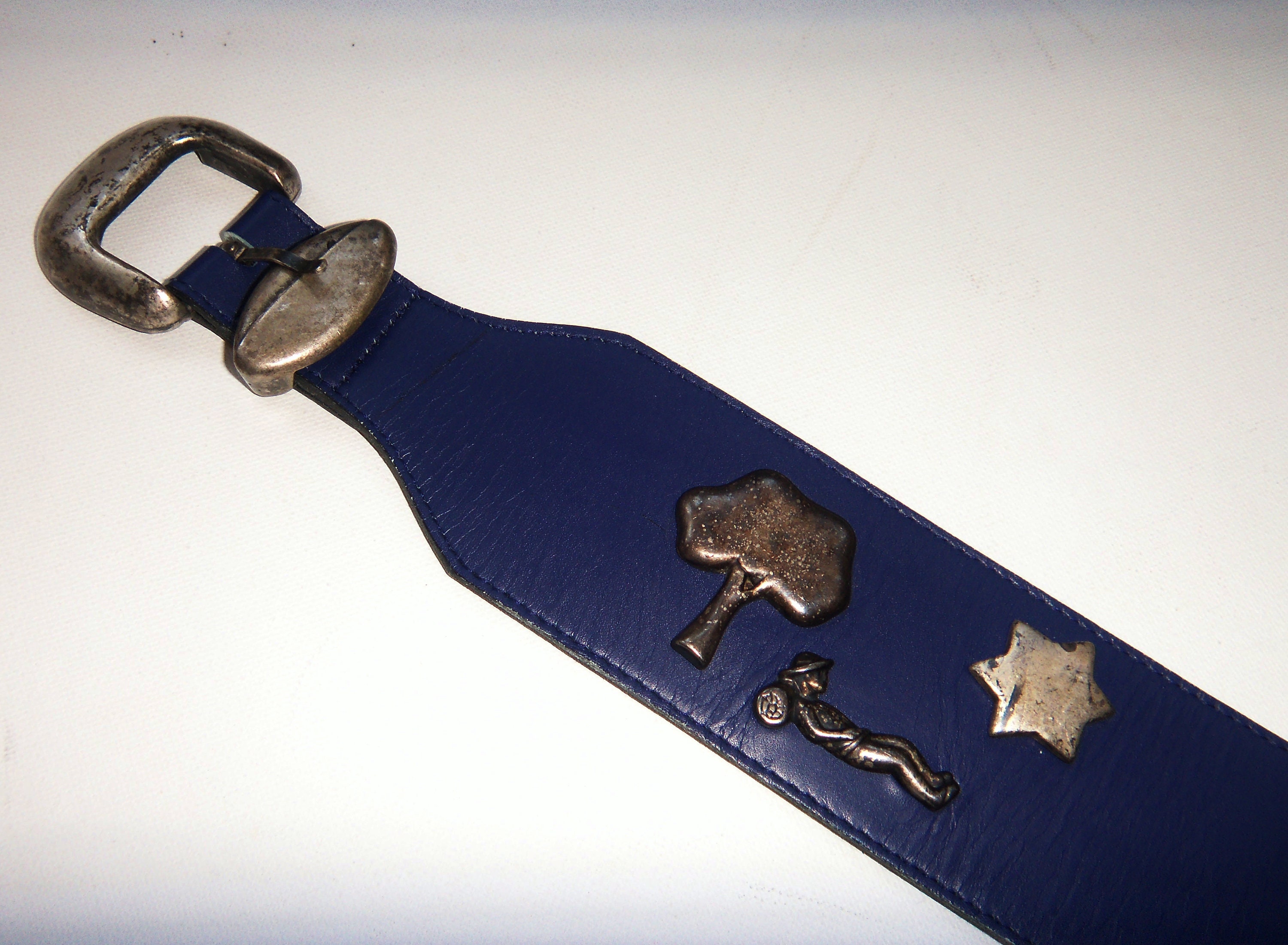 Vintage Geiger Austria Waist Belt Vintage GEIGER Dirndl Belt, Blue Leather Alpine Accessory  main image 4