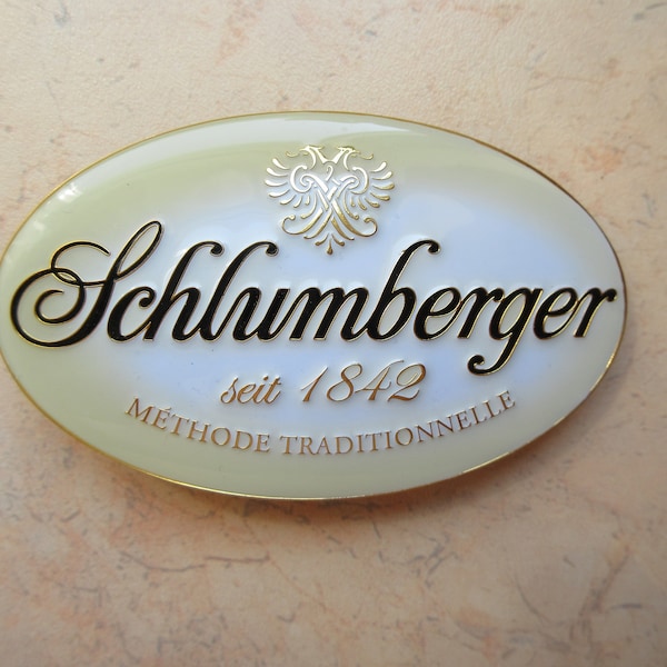 Österreichische Gürtelschnalle Schlumberger 1842 Logo Schnalle Porzellan & Emaille Gürtelschnalle Exklusive Qualität Seltenes Sommelier Accessoire