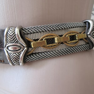 WOW! NANNI MILANO Women's Leather Belt Mesh Chain, Brown Embossed Leather  Stunning Mod Lady Accessory, Made in Italy, Size 32/80