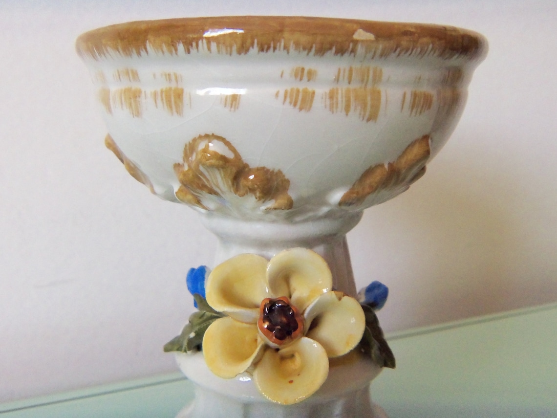 Vintage Bassano Fine Ceramic Candleholder Goblet Candlestick Etsy