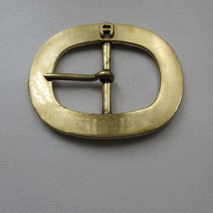 1960s Vintage AIGNER Buckle Oval Brass Logo Belt Buckle Etienne Aigner Designer Couture Shabby Chic Accessory Early 60s