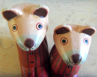 Vintage Pair Splendid Lions Wooden Figures, Wonderful Decor