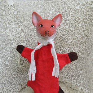 DDR Herr Fuchs/Mr.Fox Hand Puppet East German Character Puppet from Sandmännchen/Sandman TV Animation Series,Collectible Theater Glove 1960s