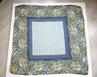 Foulard Vintage En Soie MICHEL PARIS - Motif Floral Multicolore - Fait Main - Occasion