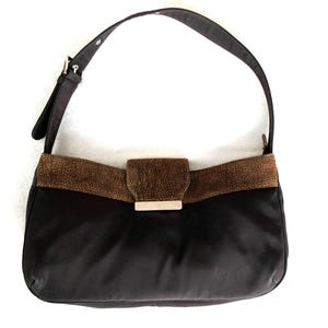 Vintage Borbonese Luna Bag: Suede & Fabric Shoulder Bag, Italian Fashion