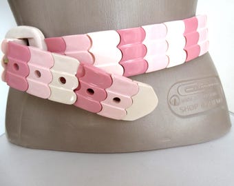 Anni '80. Amp cp StylistITALIAN DISCO Cintura elastica Pannelli di plastica collegati, Modele Depose, 80 cm. II