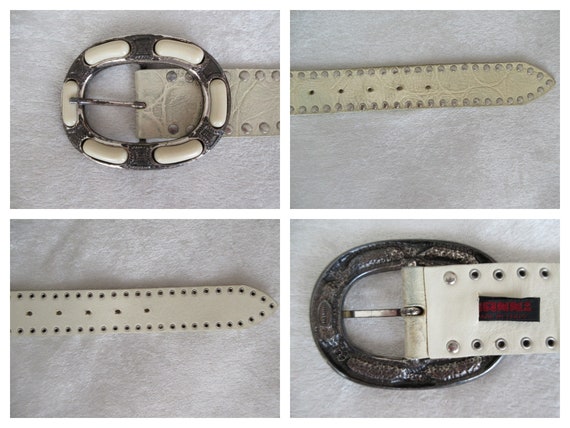 WOW! NANNI MILANO Belt, Stamped & Studded Leather Bel… - Gem