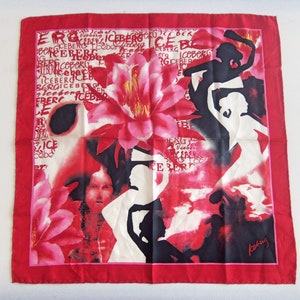 Y2KICEBERG Silk Scarf FLAMENCO FIESTA Gavroche Neck Square Italian Fashion House
