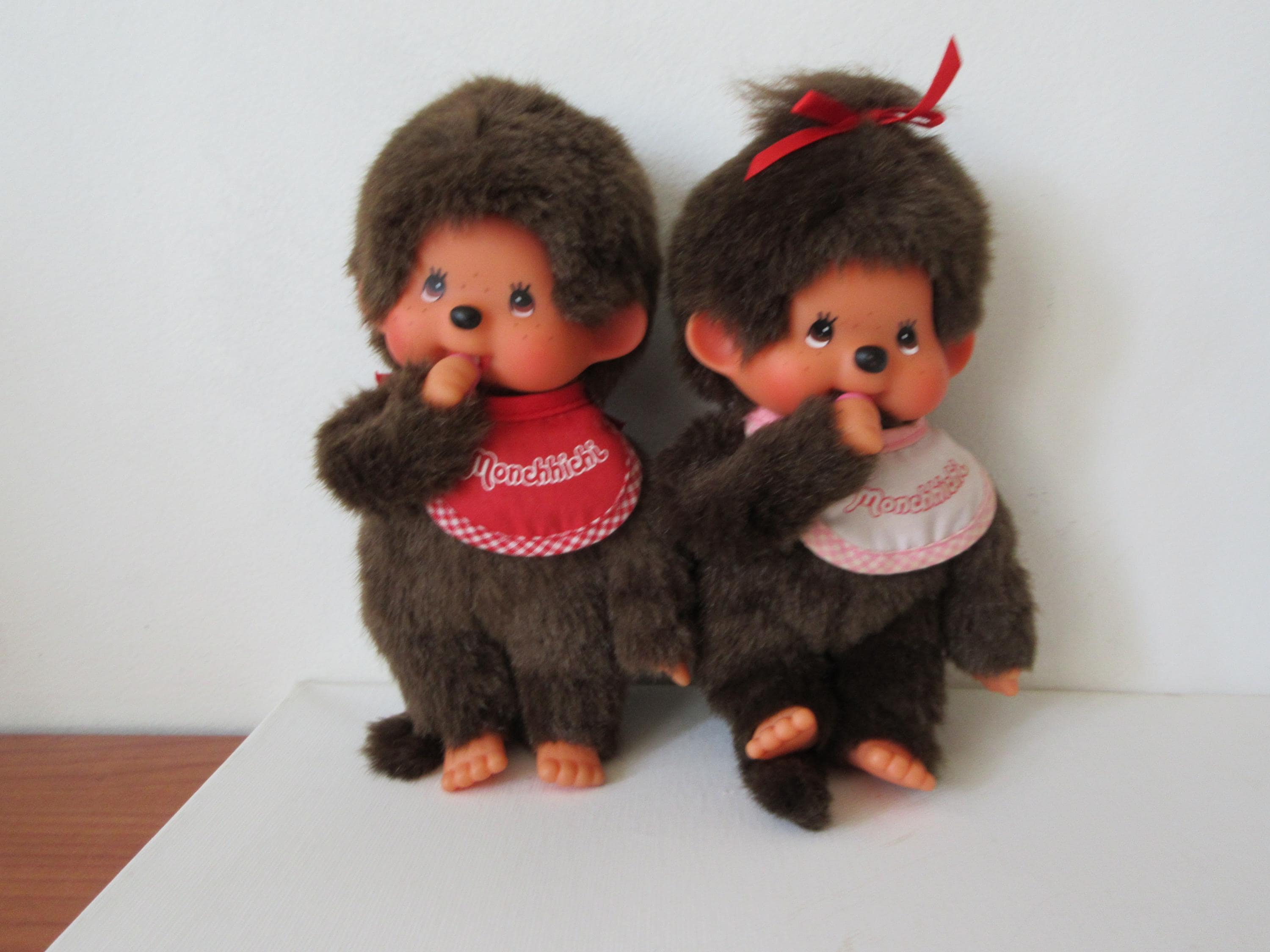 Vintage 1980s Monchhichi Dolls: Sekiguchi Girl and Boy Pair
