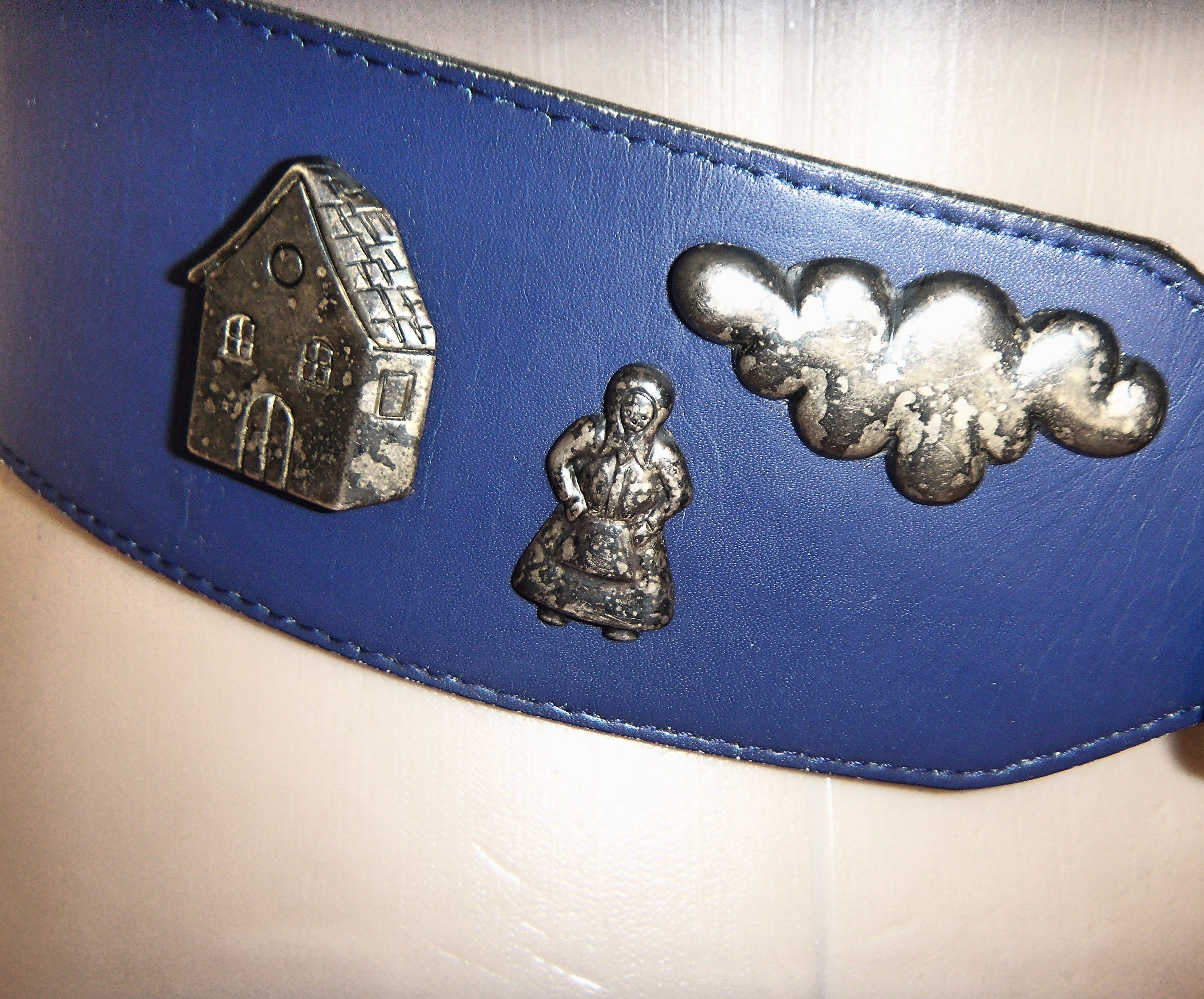 Vintage Geiger Austria Waist Belt Vintage GEIGER Dirndl Belt, Blue Leather Alpine Accessory  main image 2